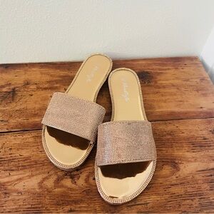 Herstyle Women’s Gold Gem Slip On Sandal